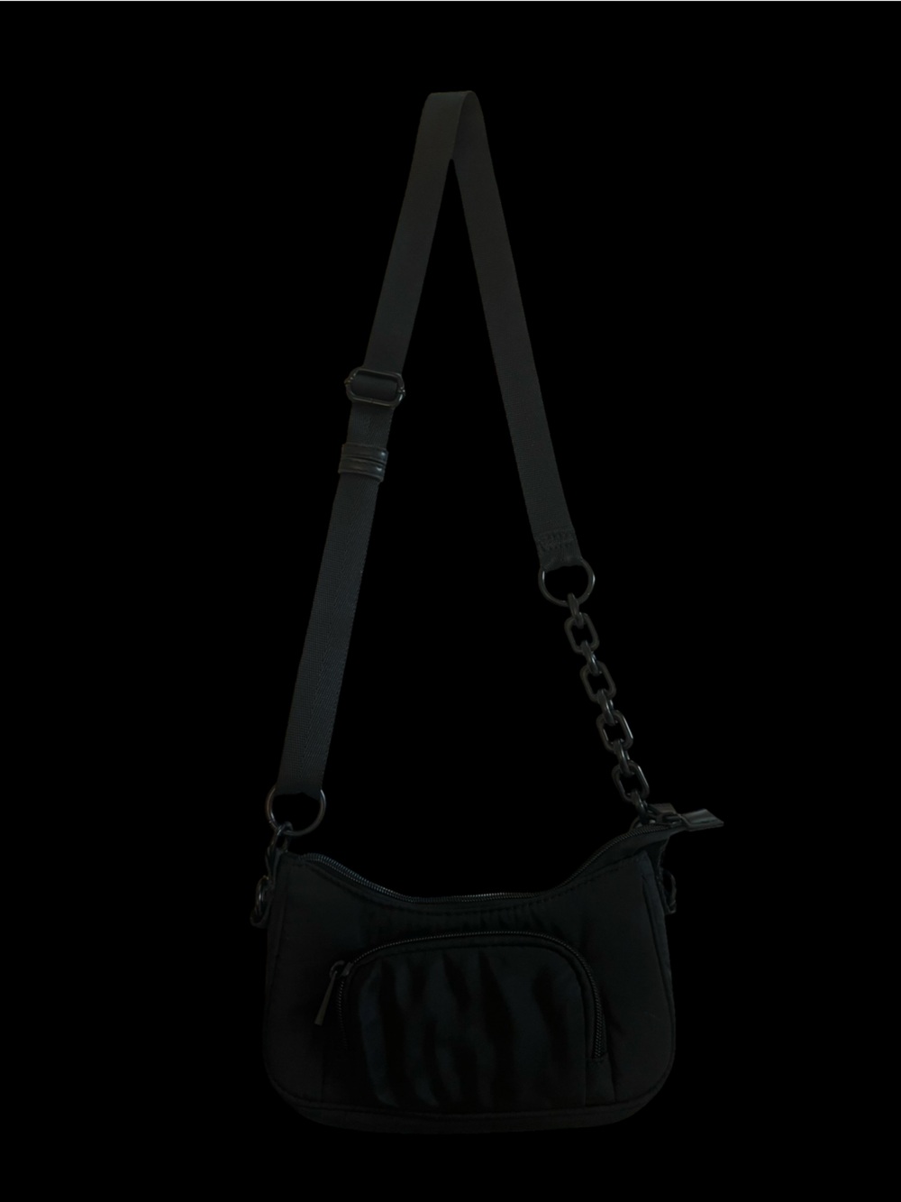Black Zara Crossbody Mini Bag with Chain Strap